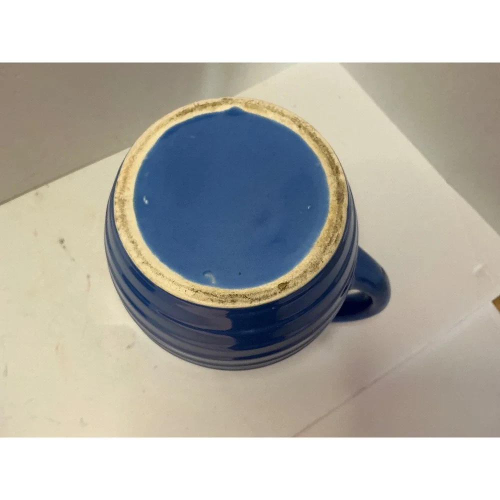 Vintage Blue Ceramic Pitcher and Lidded Bowls Set Kitchenware 3pc